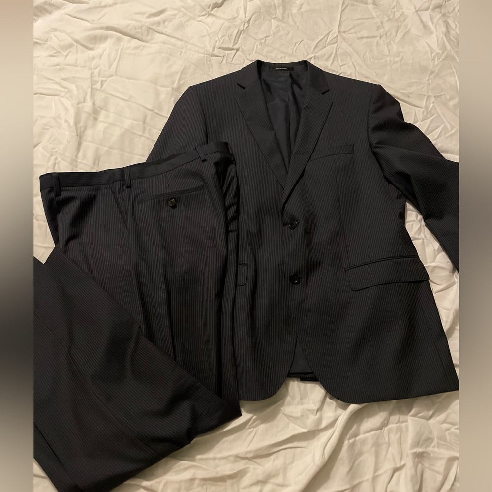 Dark Navy PinStripe Hugo Boss Suit - Jackets and Pants 42R